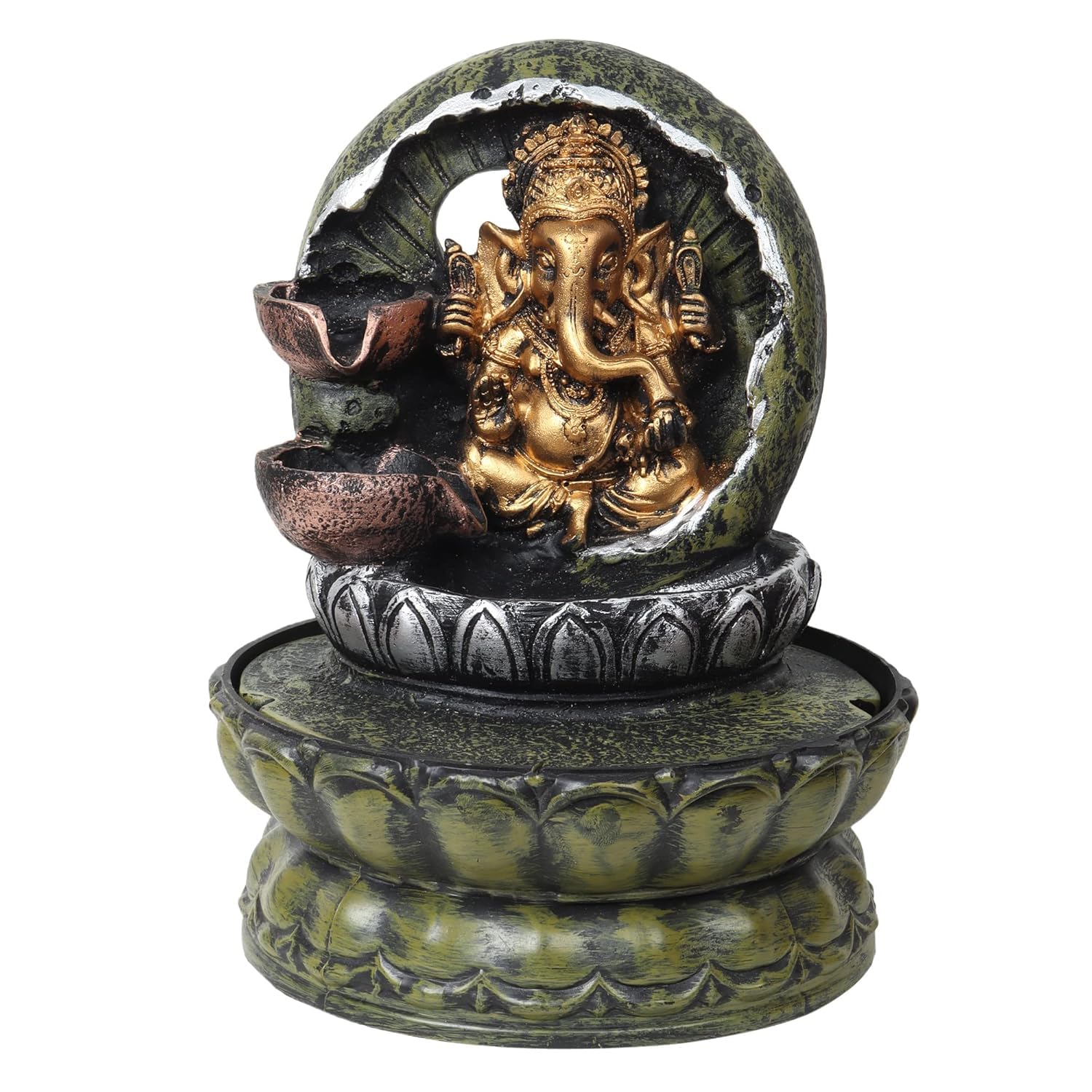 Sentrox Circle Ganesha Table Top Indoor Outdoor Water Fall Fountain with LED Lights for Living Room, Bedroom, Office | Showpiece Decoration Gift Gifting Items, Size-10 Inches, (Multicolor)-image-42