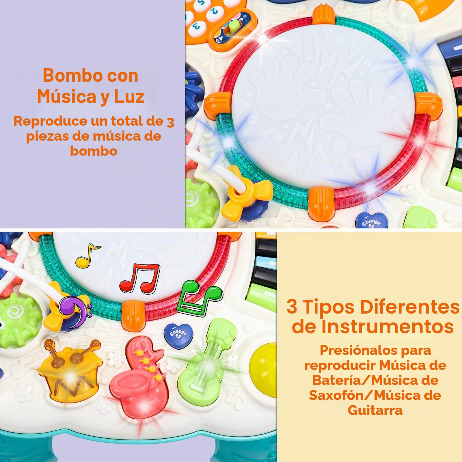 Juguetes Niños 1 año- Mesa Actividades Bebe Juguete Montessori Bebes Niña 1 2 años Navidad Regalo Instrumentos Musicales Infantiles Sonidos y Luces Educativos Regalos para Niños 1 2 años 9 12 Meses