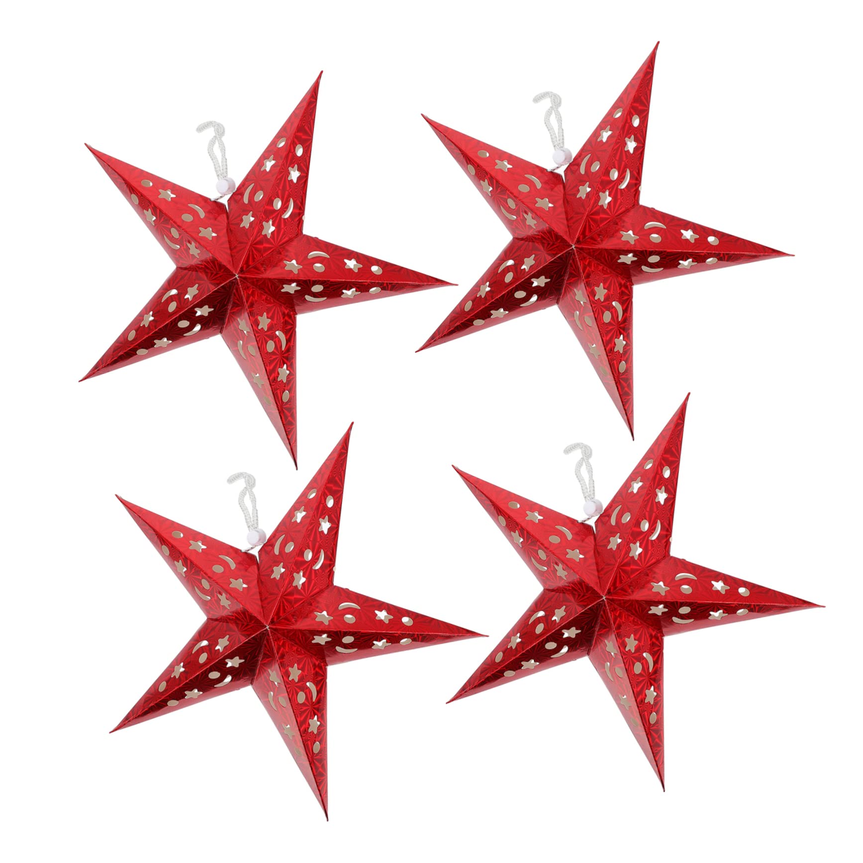 NUOBESTY 4pcs Christmas Pentagram Lampshade Five-Pointed Star Ceiling Lanterns for Holiday Decoration for Living Room Bedroom and Birthday Parties