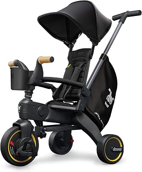 DOONA Liki Baby Trike S5 - Deluxe Foldable Toddler Tricycle with parent handle for ages 10 Months to 3 Years - Nitro Black