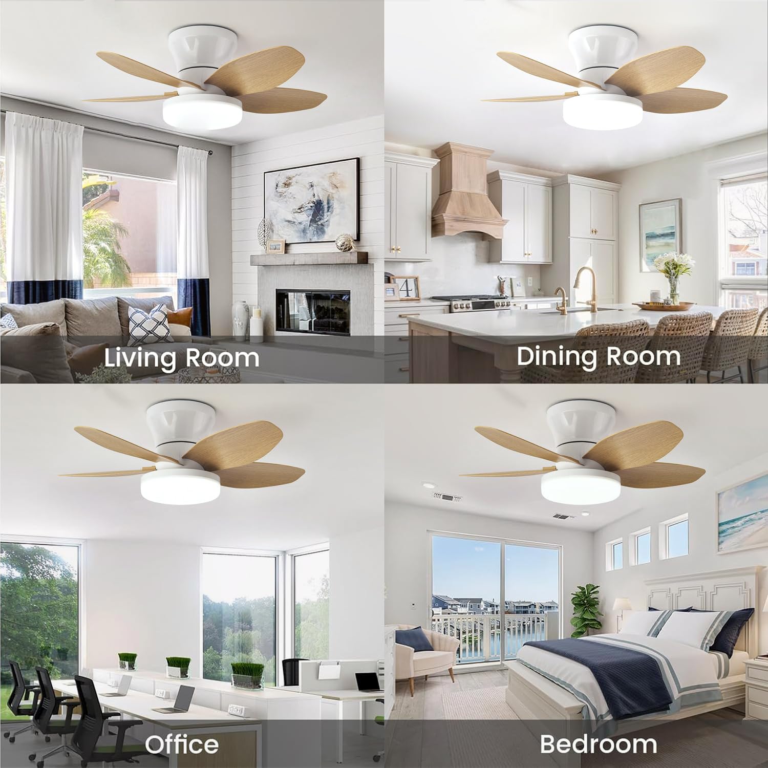 LED Ventilateur Plafond avec Lumiere Plafonnier Dimmables Ventilateur Plafond avec Telecommande Silencieux Ventilateurs de Plafond avec Éclairage pour Chambre Salon Cuisine Chambre (Chêne)