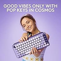 Vista 2 de Logitech POP Keys - Teclado mecánico inalámbrico con teclas Emoji personalizables, diseño compacto duradero, conectividad Bluetooth o USB, Cosmos