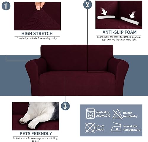 Miniatura 4 de JIVINER Funda elástica para sofá de 3 plazas del 2024, funda elástica de 1 pieza para sofá de 3 cojines, funda de sofá jacquard lavable con parte