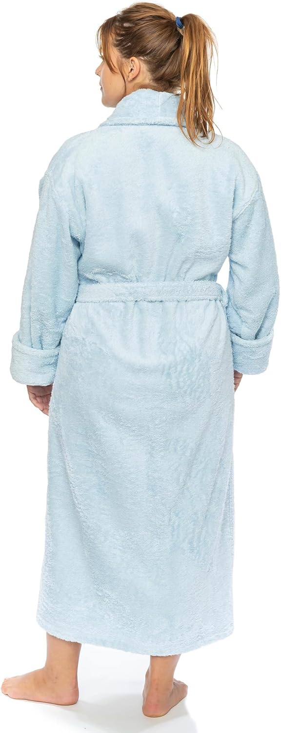 Classic Turkish Towels CTT Premium 100% Turkish Cotton Terry Cloth Bath Robe for Women & Men, Soft & Plush Long Unisex Robe - Image 3