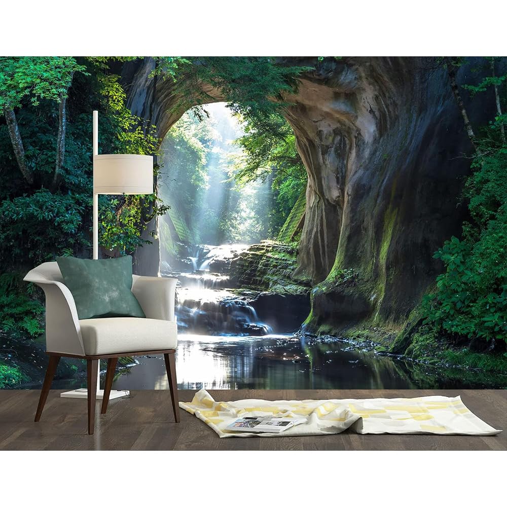Papier Peint Personnalisé 3D Photo Peintures Murales Paysage Cascade 3D Paysage Fond Peinture Murale Autocollant Mural Papier Peint,350(W)*256(H)Cm