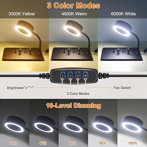 Miniatura 3 de Toolour Extractor de humo de soldadura 3 en 1 con lámpara LED brillante, 4 soportes de PCB, base resistente y 3 filtros de carbono para soldadura y
