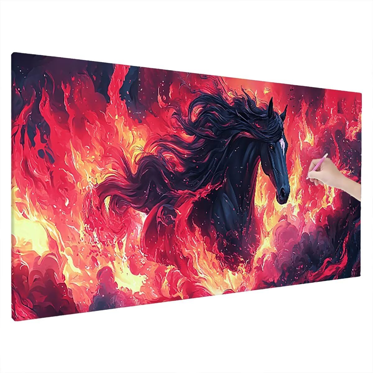 Obraz diamentowy duży rozmiar 180 x 70 cm, koń diamentowy obraz kompletny zestaw, DIY dla dorosłych, diamentowe malowanie zestawy do dekoracji domu (sen) wzór S-81
