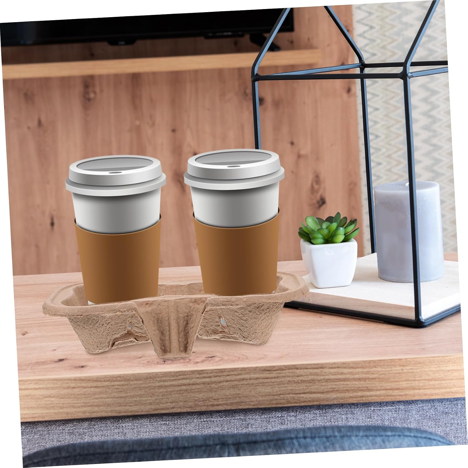 50pcs Biodegradable Paper Cup Holder Tray Multi-Hole Beverage Carrier for Takeout Drinks for Coffee and Milk Tea for Outdoor Events