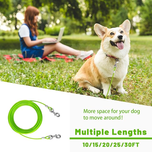 Foto 7 de 8 de HaiYUAN Dog Tie out Cable 10/15/20/25/30 FT Dog Runner for Yard Steel Wire Dog Cable with Durable Superior…