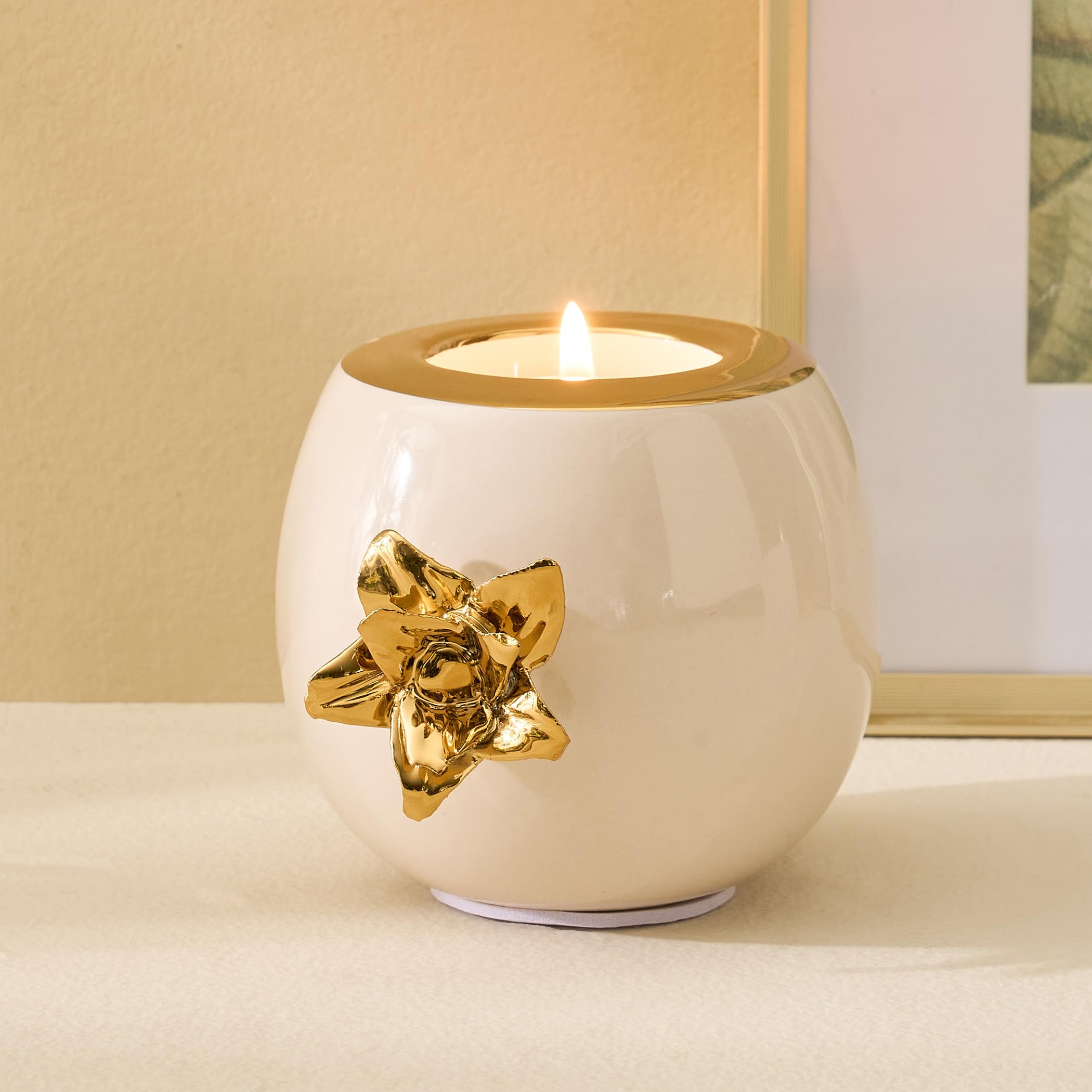 Buy Home Centre Amara Hana Ceramic Floral T-Light Candle Holder