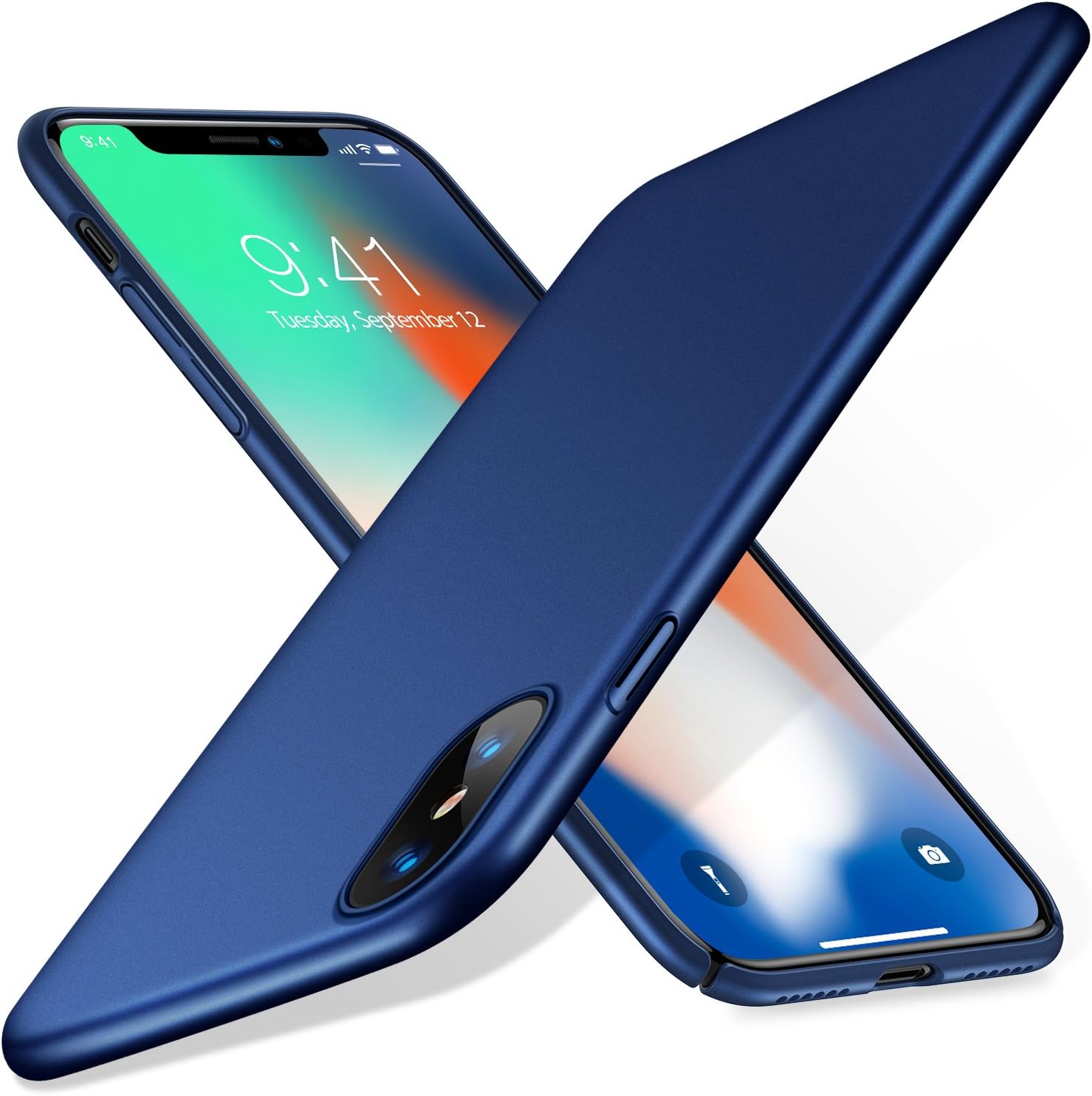 TORRAS Slim Fit iPhone X Case 2017 (ONLY), Hard Plastic PC Ultra Thin Mobile Phone Cover Case with Matte Finish Coating Grip Compatible with iPhone X (2017), Navy Blue