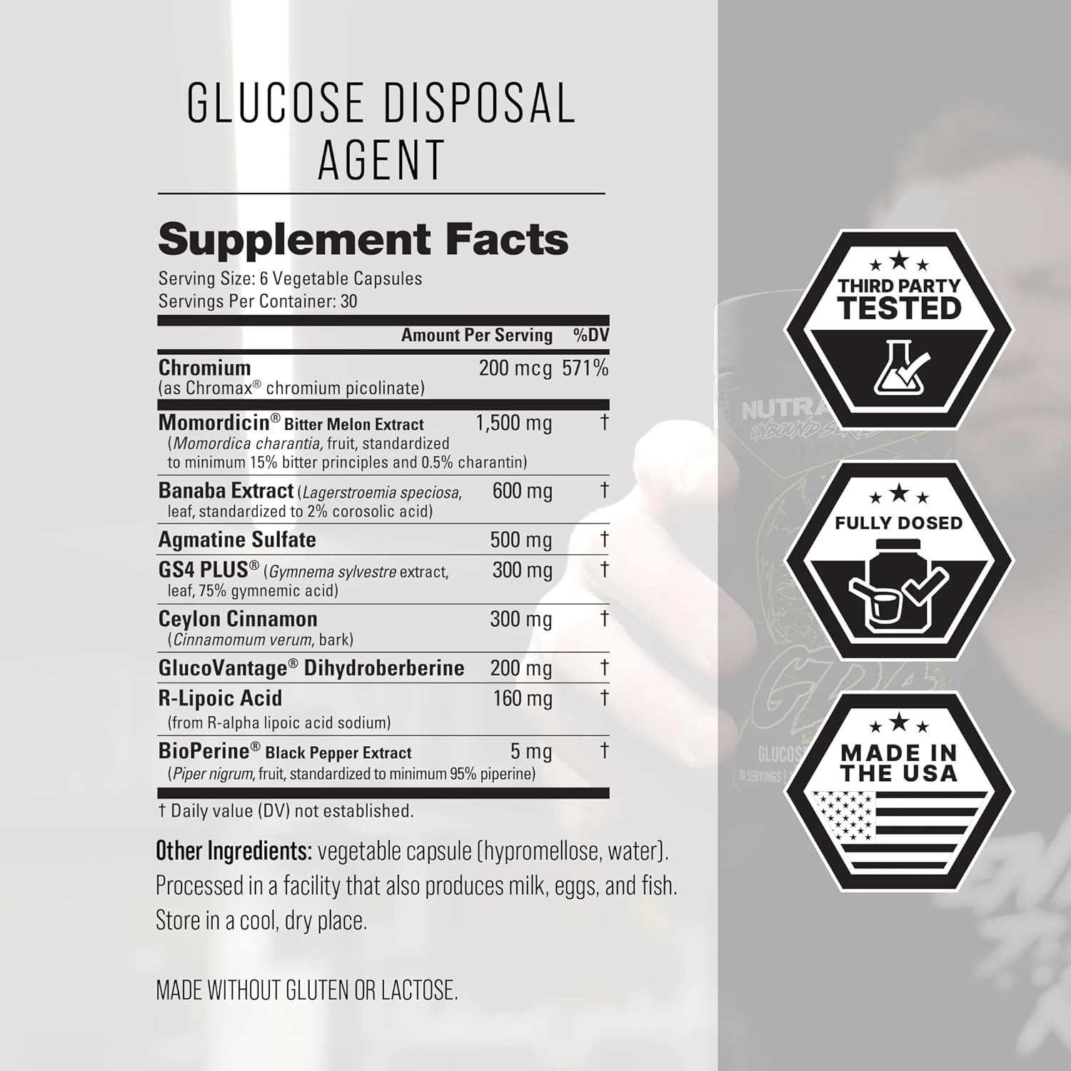 Nutrabio Unbound GDA Supplements - Glucose Disposal Agent - Blood Sugar Support Supplement - 30 Servings - 180 Capsules - Image 4