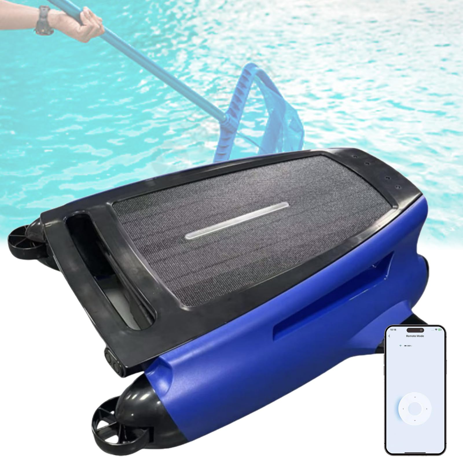 Quixnova Robotic Solar Pool Skimmer Cleaner with App Control - Cordless Pool Skimmer Automatic Pool Cleaning Robot with 24/7 Cleaning, Dual Charging Modes and Smart Obstacle Avoidance A