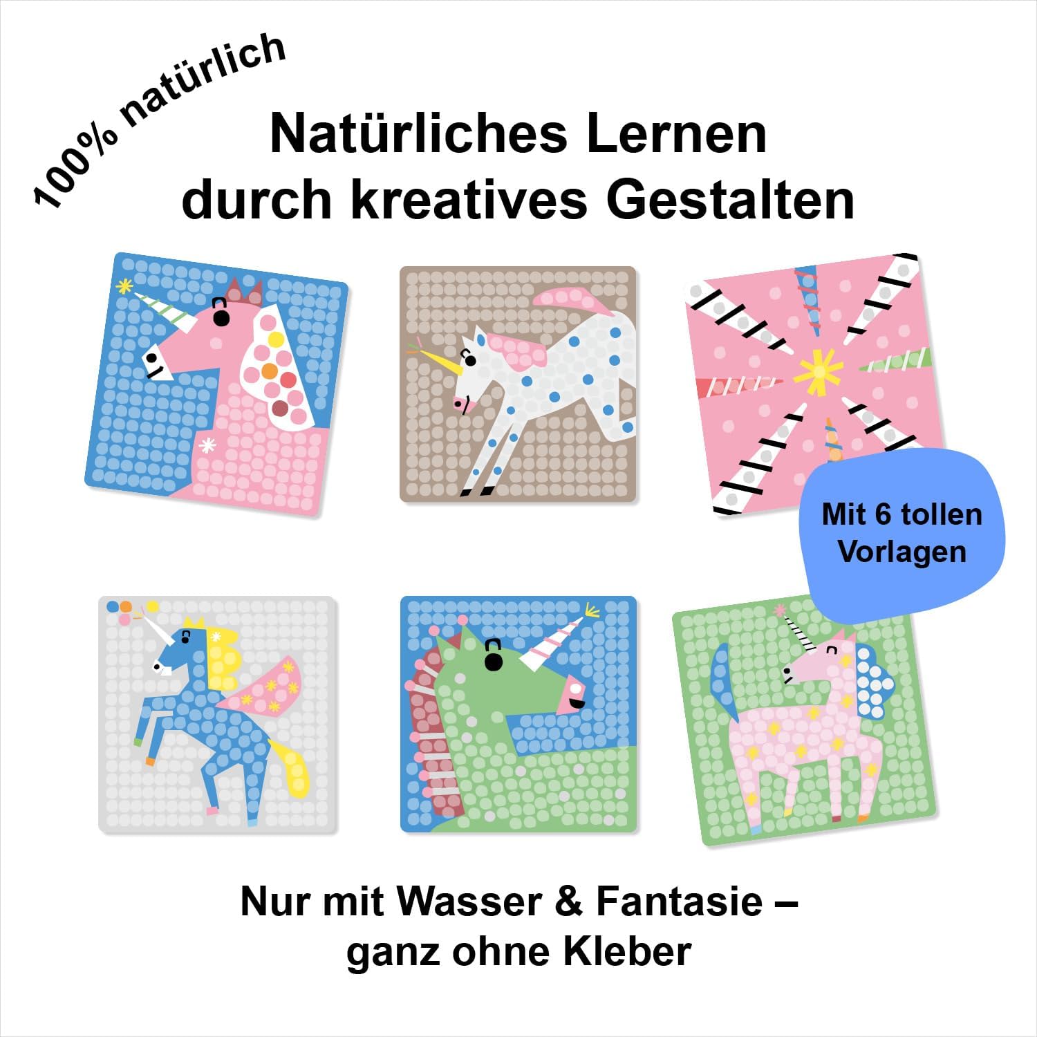 PlayMais Mosaic Unicorn 2300 Mosaic, 6 Cards