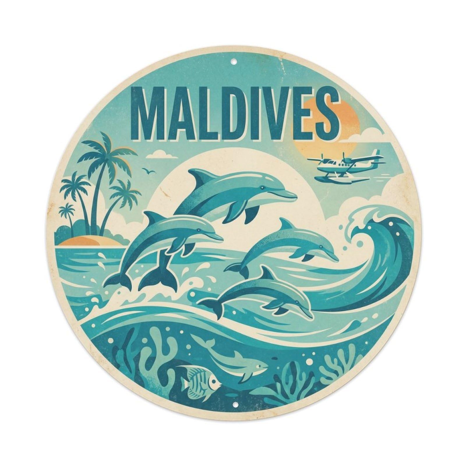 Maldives Indian Ocean Lagoon Travel Heritage Metal Tin Sign