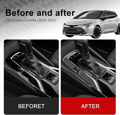 Miniatura 3 de Para Toyota Corolla 2019 2020 2021 2022, panel de cambio de marchas de consola central de automóvil, cubierta exterior de marco de fibra de carbono,