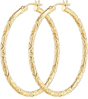 Gold Hoop Earrings 14K Gold Hoop Earrings for Women Large 14K Gold Earri...