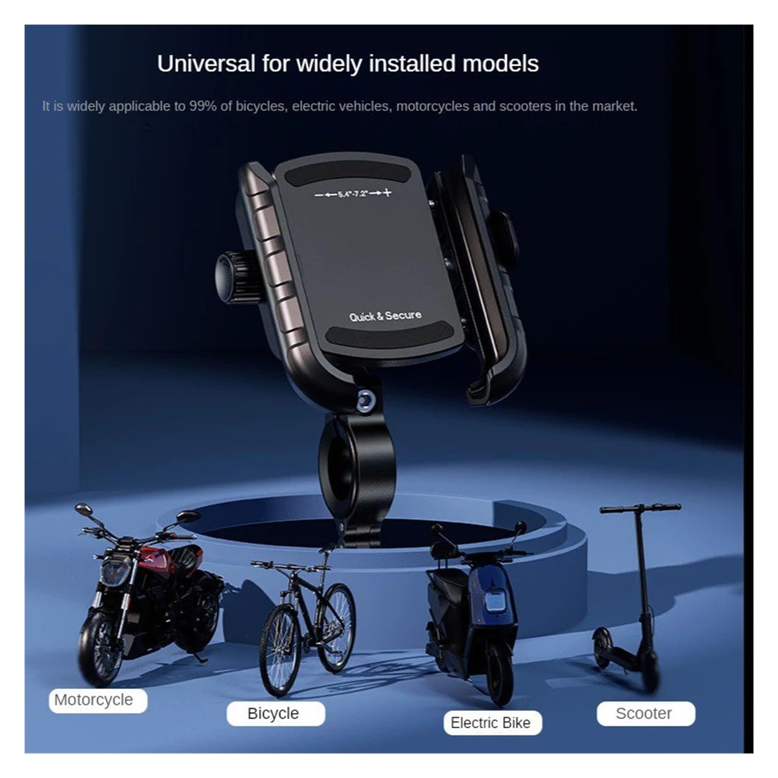 Soporte Móvil Bicicleta Soporte para Teléfono Motocicleta con Bloqueo Rápido Automático Un Solo Toque Bicicleta ATV Scooter Base Manillar Aluminio(M8SP Handlebar)