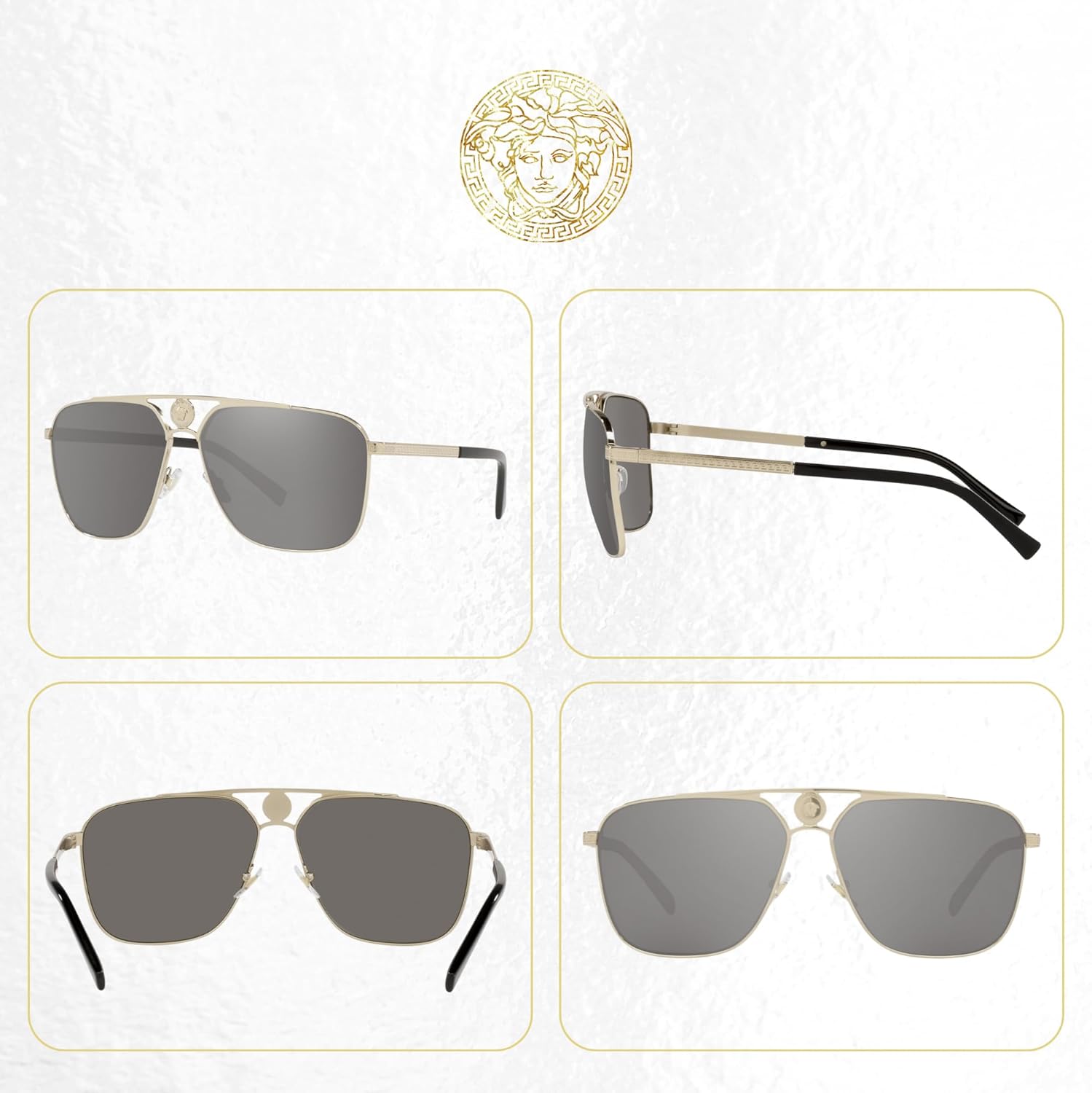 Versace VE2238 Rectangular Sunglasses for Men +BUNDLE with ACCESSORY EYEWEAR KIT - Image 3