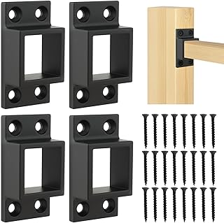 Rocaris 4pcs 1" x 1" Aluminum Fence Brackets, 0.16"(4mm) Thickened Square Tubing Connector with Screws, Aluminum Fence Connectors for Wood Fence,Vinyl Fencing,Iron Railing