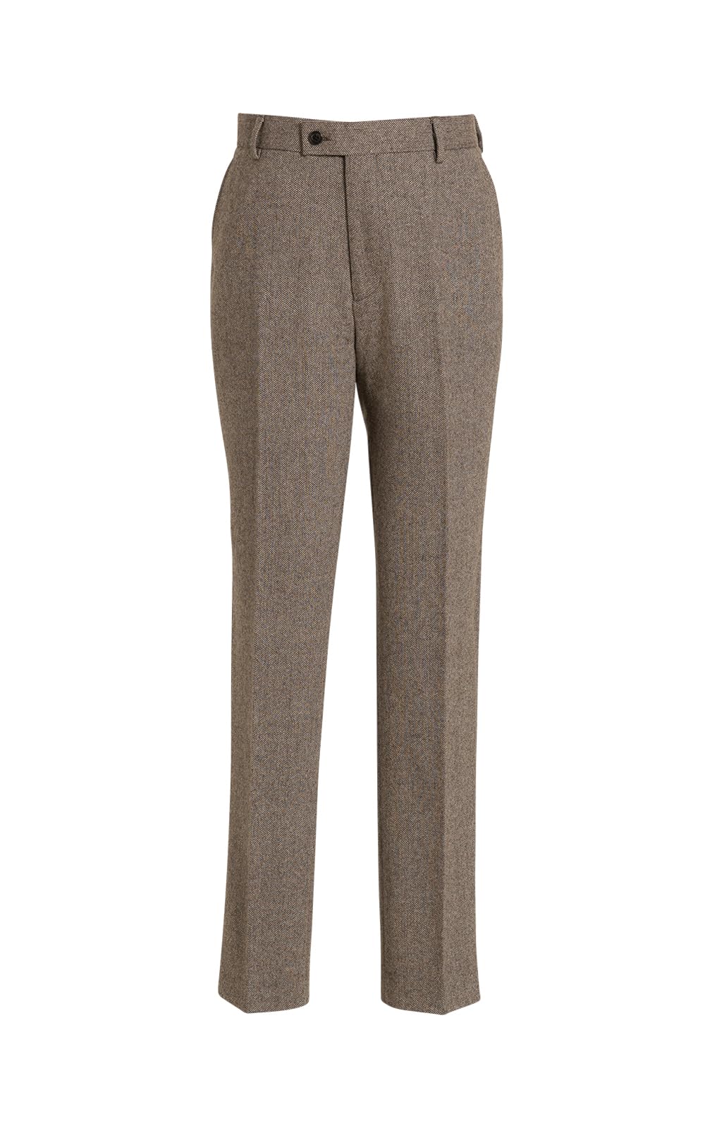 Dobell Mens Brown Herringbone Tweed Suit Trousers Regular Fit Wool Blend-38S