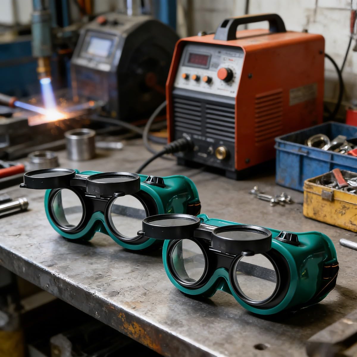 Gafas de Soldar con Tapa Abatible Oscuras Antivaho para Corte Oxiacetilénico Esmerilado Soldadura al Arco Protección UV Resistentes a Impactos Paquete de Dos