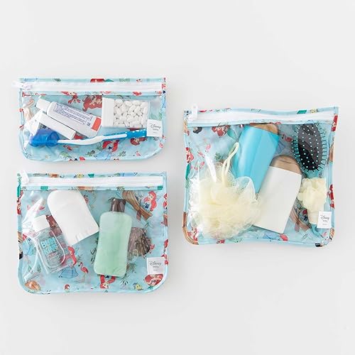 Miniatura 2 de Bumkins Disney Ariel - Bolsa de viaje, artículos de tocador, bolsa aprobada por la TSA, bolsa con cremallera, tamaño de cuarto de galón, compatible