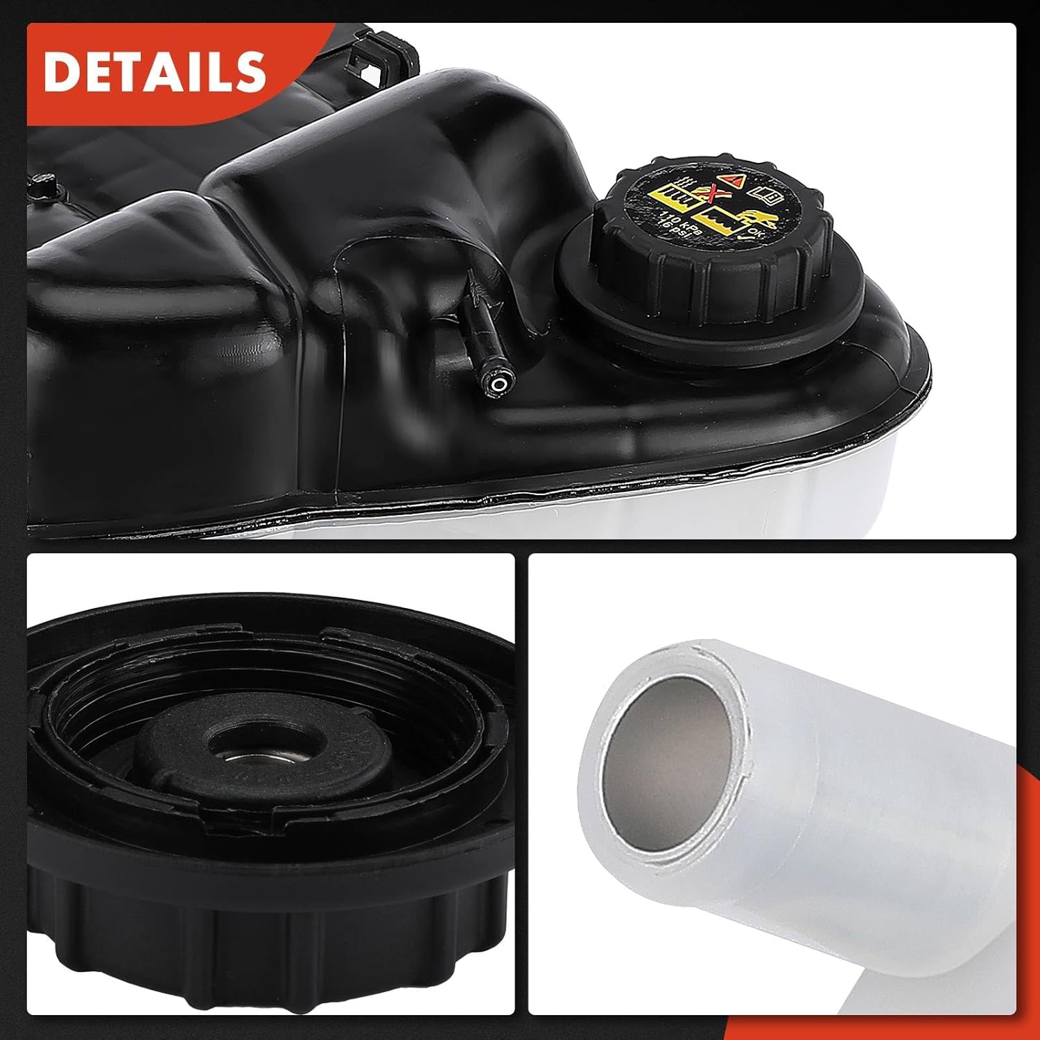 A-Premium Front Pressurized Engine Coolant Reservoir Tank with Cap Compatible with Ford Models - F-250 F-350 F-450 F-550 Super Duty 2003-2007, F-350 2005-2007, Excursion 2003-2005