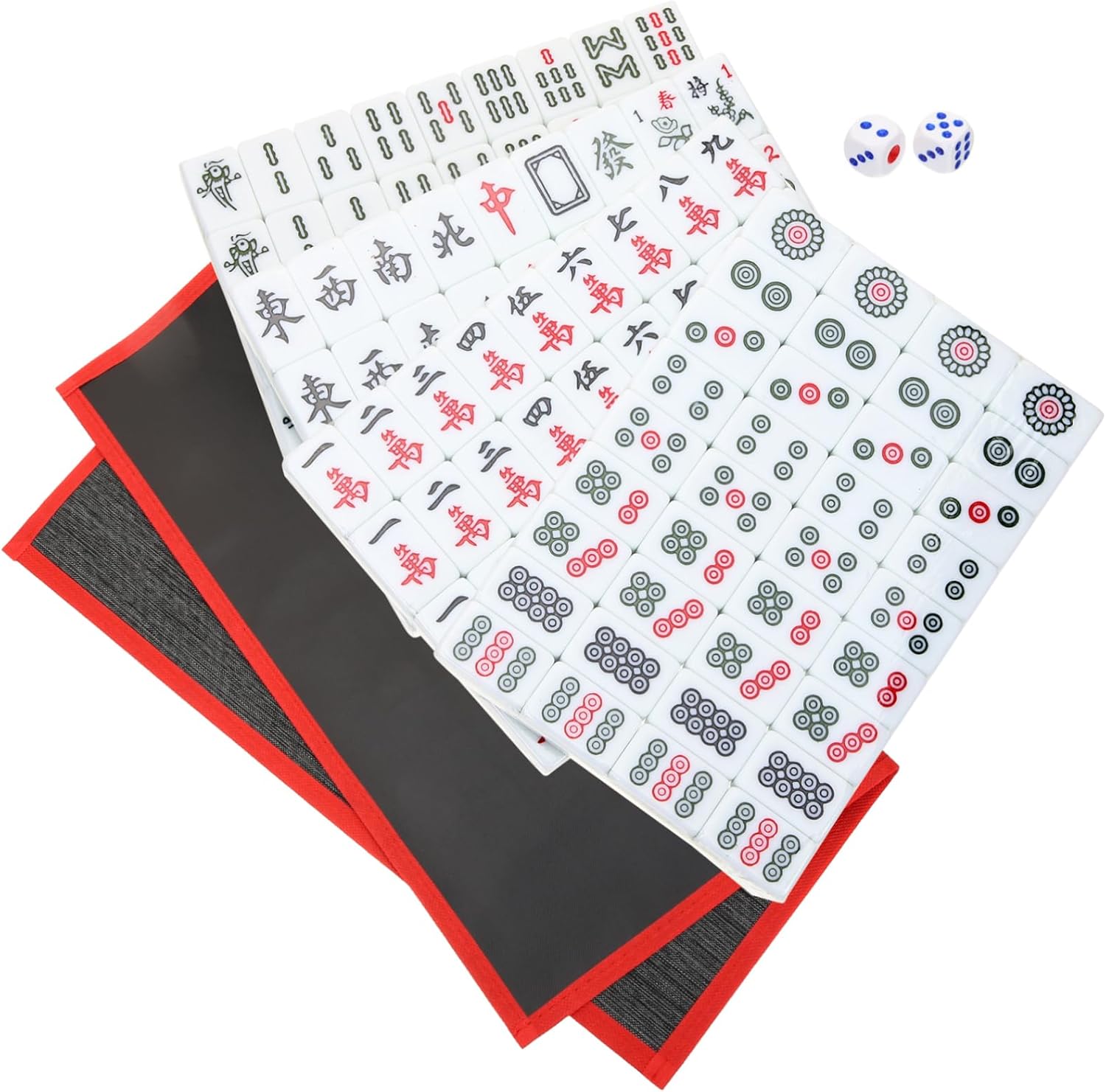 HEMOTON 1set Portable Mini Mahjong Game Travel Mahjong Tiles Lightweight Carrying Case for Outdoor Fun Dorm and Parties