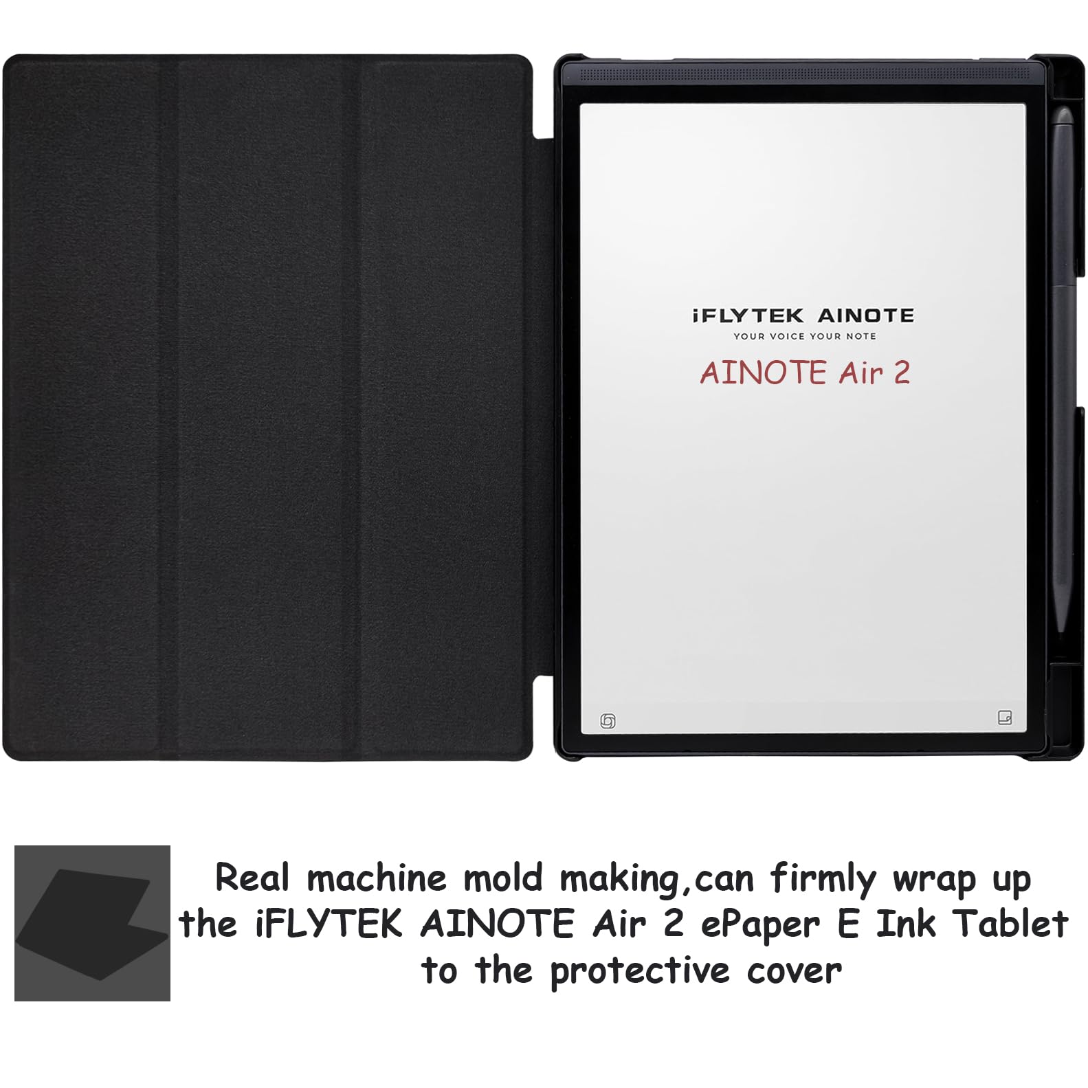 Schutzhülle für iFlytek Ainote Air 2, 21,6 cm (8,2 Zoll), ultradünn, leicht, dreifach faltbar, mit integriertem Stifthalter, automatischer Schlaf-/Wachmodus, für Ainote Air2 Tablet, Schwarz