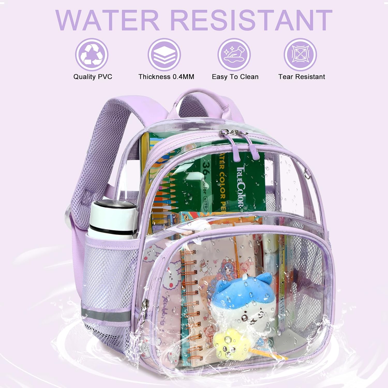 Bluboon Clear Toddler Backpack 11×12×6in Cute PVC Kids Bag for Preschool Daycare, Stadium Approved for Concert Sports Events