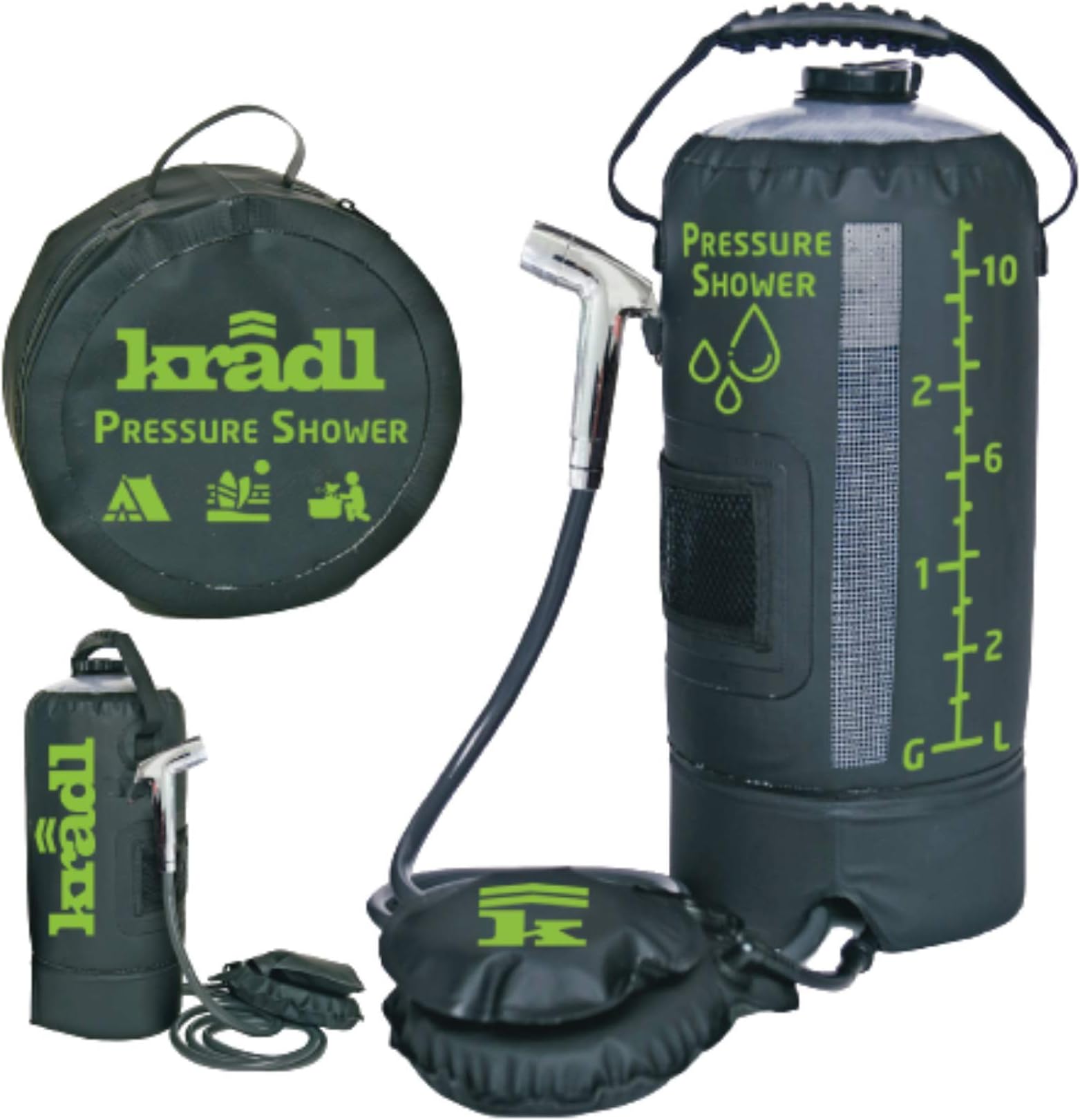 Portable Camping Shower / 2.9 Gallon Solar Camping Shower Bag with Foot Pump and Sprayer/Solar Camp Shower Kit