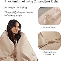 Vista 4 de Threadmill - Juego de funda de edredón de tamaño individual y color beige, funda de edredón transpirable, juego de 2 piezas de funda de edredón