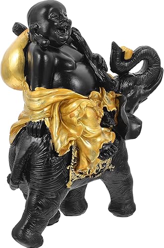 Decoración para el hogar, estatua de Buda sonriente de Maitreya de Feng Shui en elefante, escultura para Dios de la suerte, Dios de la riqueza,