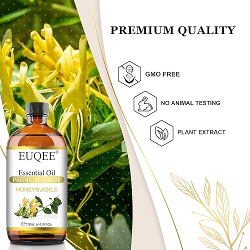 Miniatura 3 de EUQEE Aceite esencial de fragancia Honeysuckle de 2.02 onzas líquidas de capacidad, con cuentagotas de vidrio para hacer velas, bombas de baño de