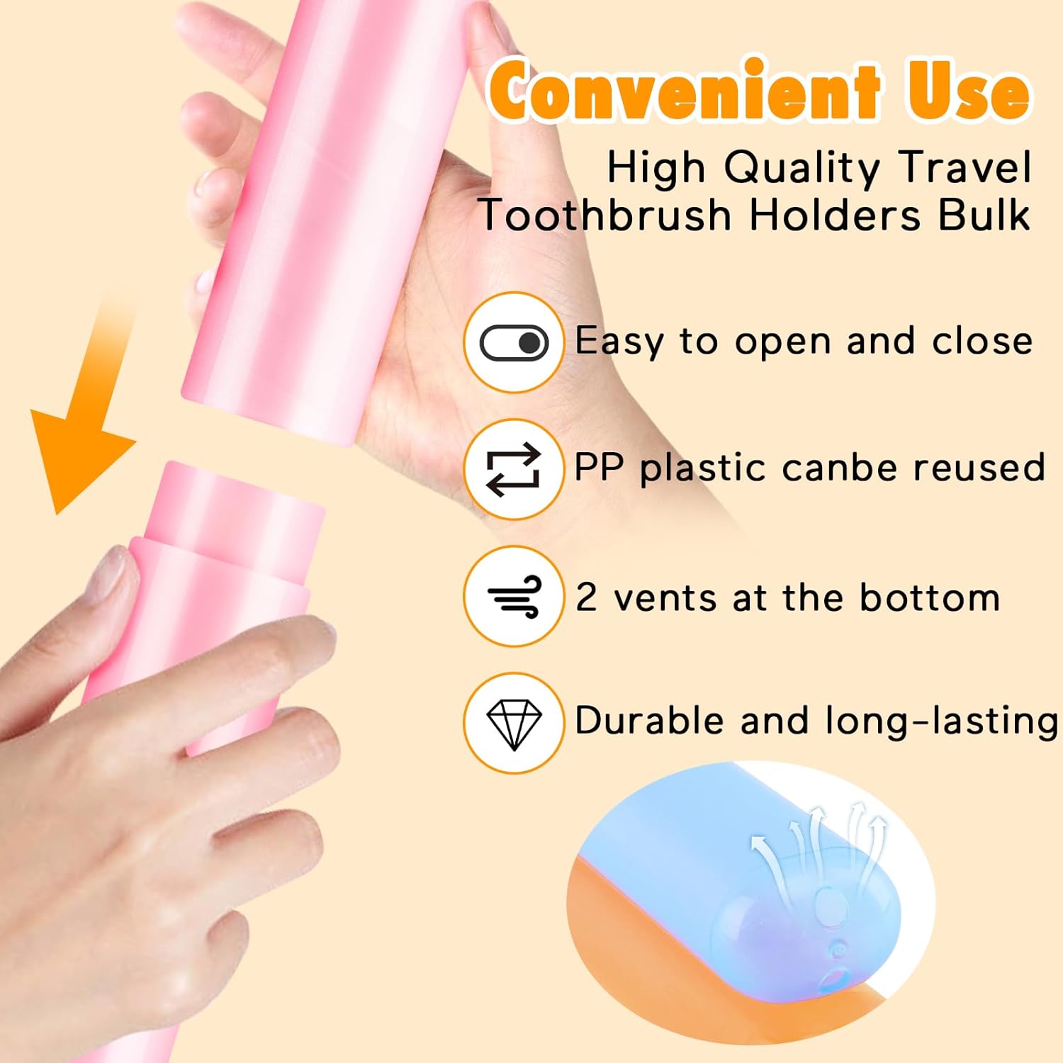 HOFASON 48PCS Large Travel Toothbrush Case Holder, Toothbrush Holders Bulk, Kids Classroom Plastic Pencil Case 8x1.2x0.8 inches, Portable Toothpaste Case Cover Protector for Back to School (6 Colors)