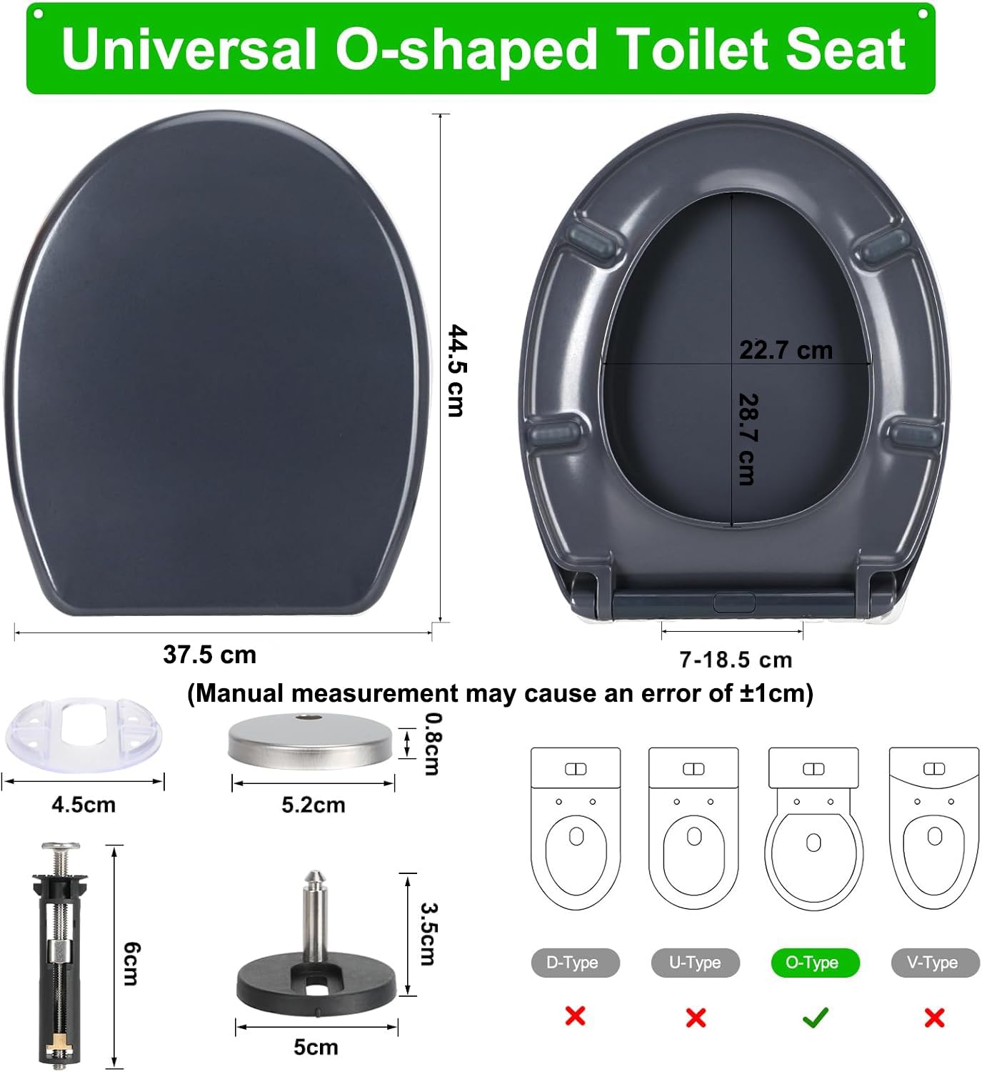 Abattant WC Forme D YOTOREE - Siège Toilette Avec Fermeture Douce Blanche