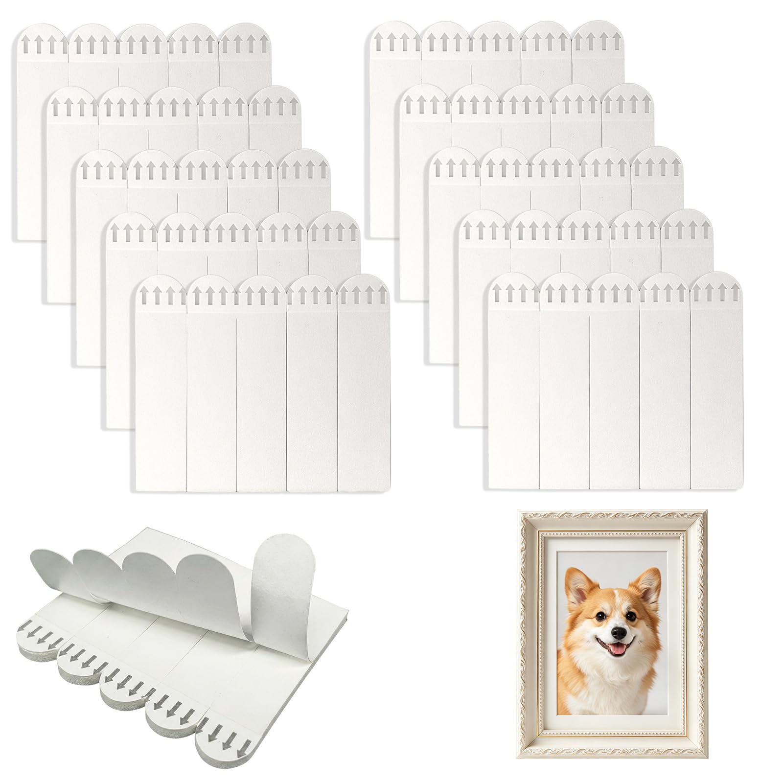WORUIB Set of 50 No Drill Hanging Strips,Command Strips Medium, Picture Hanging Strips, Poster Hanging Solutions, Wall Mounting Strips for Home Decor, Wall Stickers for Secure Picture Display