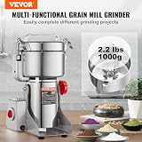 VEVOR Moulin à épices Électrique 1000 g, Broyeur à Grains Commercial 3000 W Haute Vitesse, Moulin à Farine en Acier Inoxydable, Type Oscillant, pour Moudre Rapidement Céréales Épices Herbes Cafés - 2
