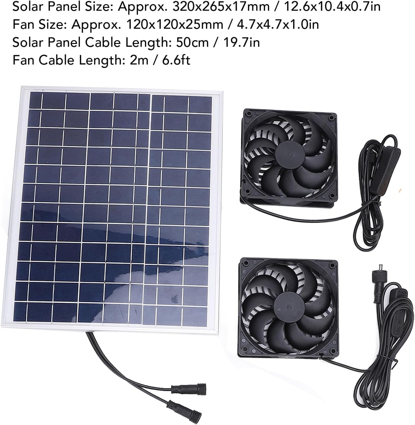 15W Solar Panel Fan Kit IP65 Weatherproof Dual Fan Solar Exhaust Intake Cooling Ventilation Fan for Chicken Coop Greenhouse Shed Pet House Outside