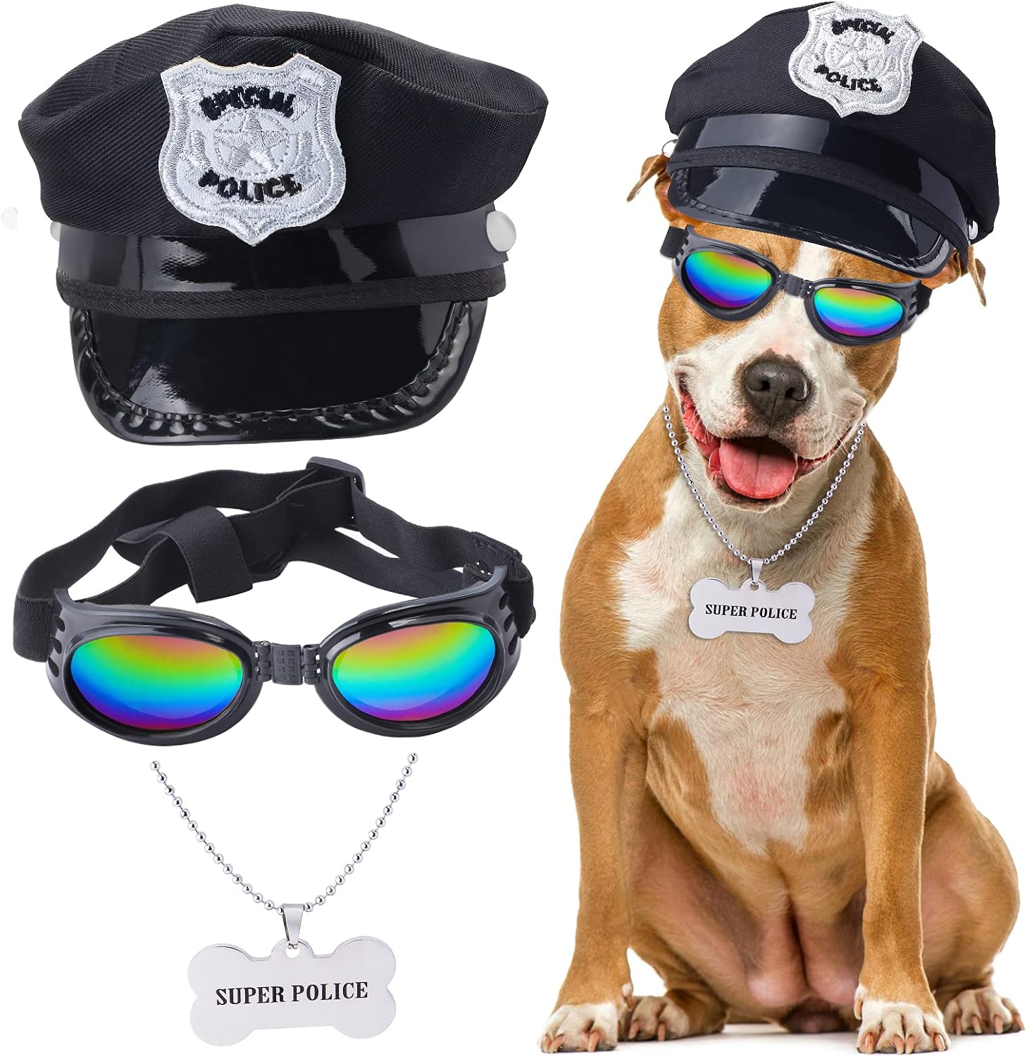Disfraz de Policía para Perro y Gato Set Accesorios Halloween Navidad