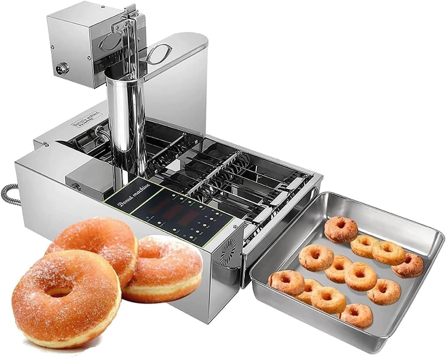 Automatic Donut Maker Machine - Digital Doughnut Fryer with 5.5L Hopper, Adjustable Thickness for Perfectly Fried Donuts, Commercial Kitchen Essential, Easy to Use