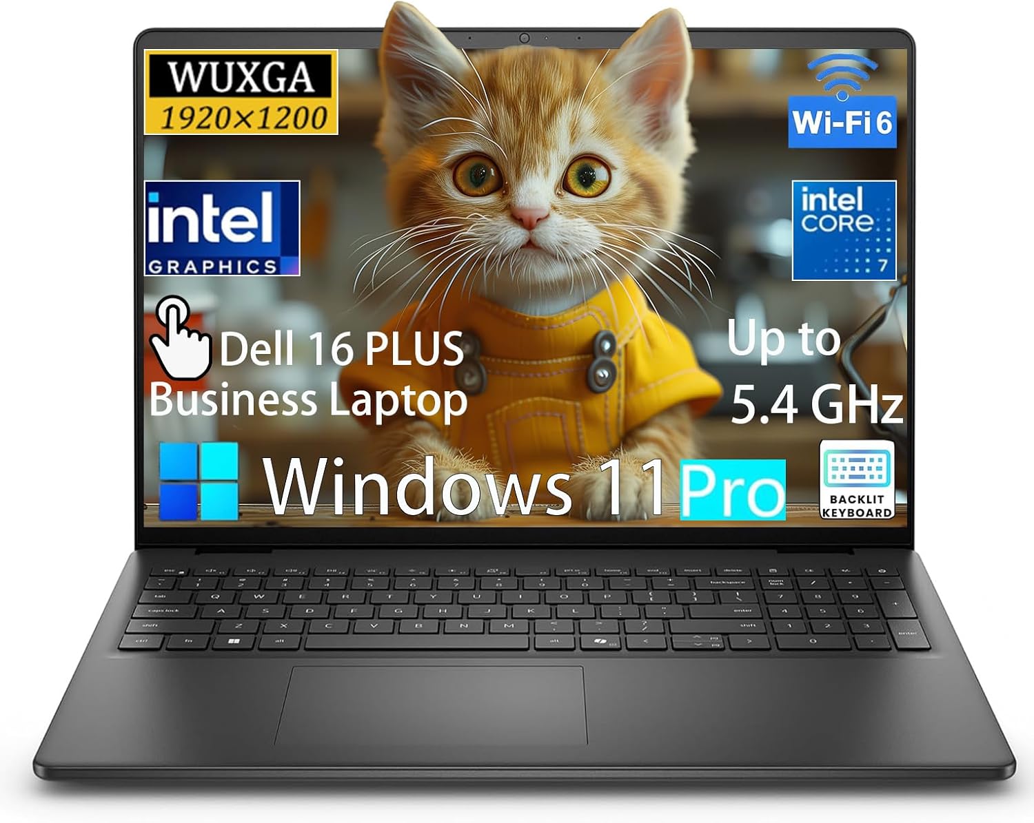 Dell 16 Plus Touch Premium Business Laptop, 16" WUXGA 1920 x 1200p IPS Display, Intel Core 7 150U (10 cores, up to 5.4 GHz, Beat Latitude), 32GB DDR5 RAM, 1TB SSD, Backlit KB, WiFi 6,Windows 11 Pro