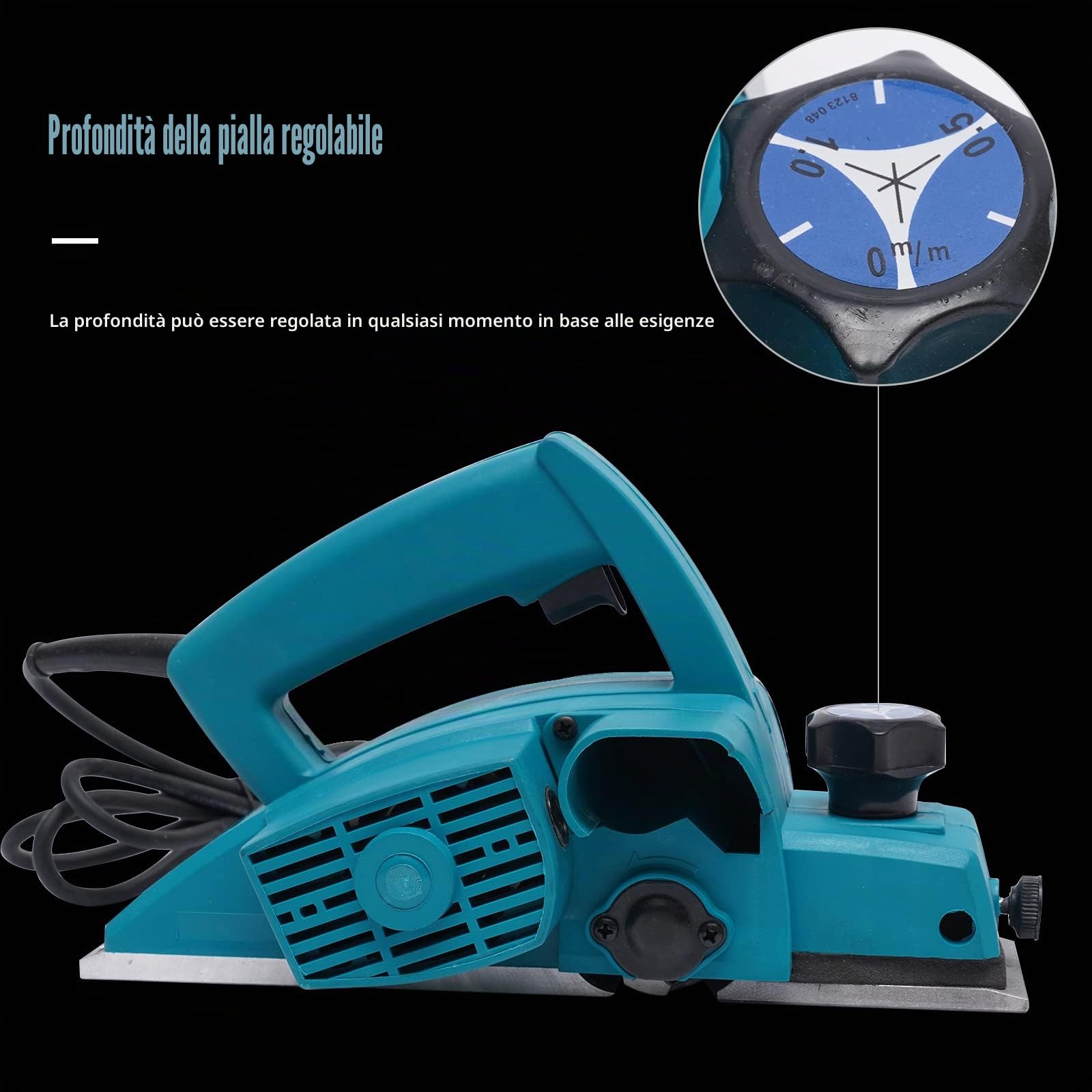 Piallatrice Elettrica 800 W per Legno - 11000 UPM, 1 mm, Larghezza Pialla: 82 mm