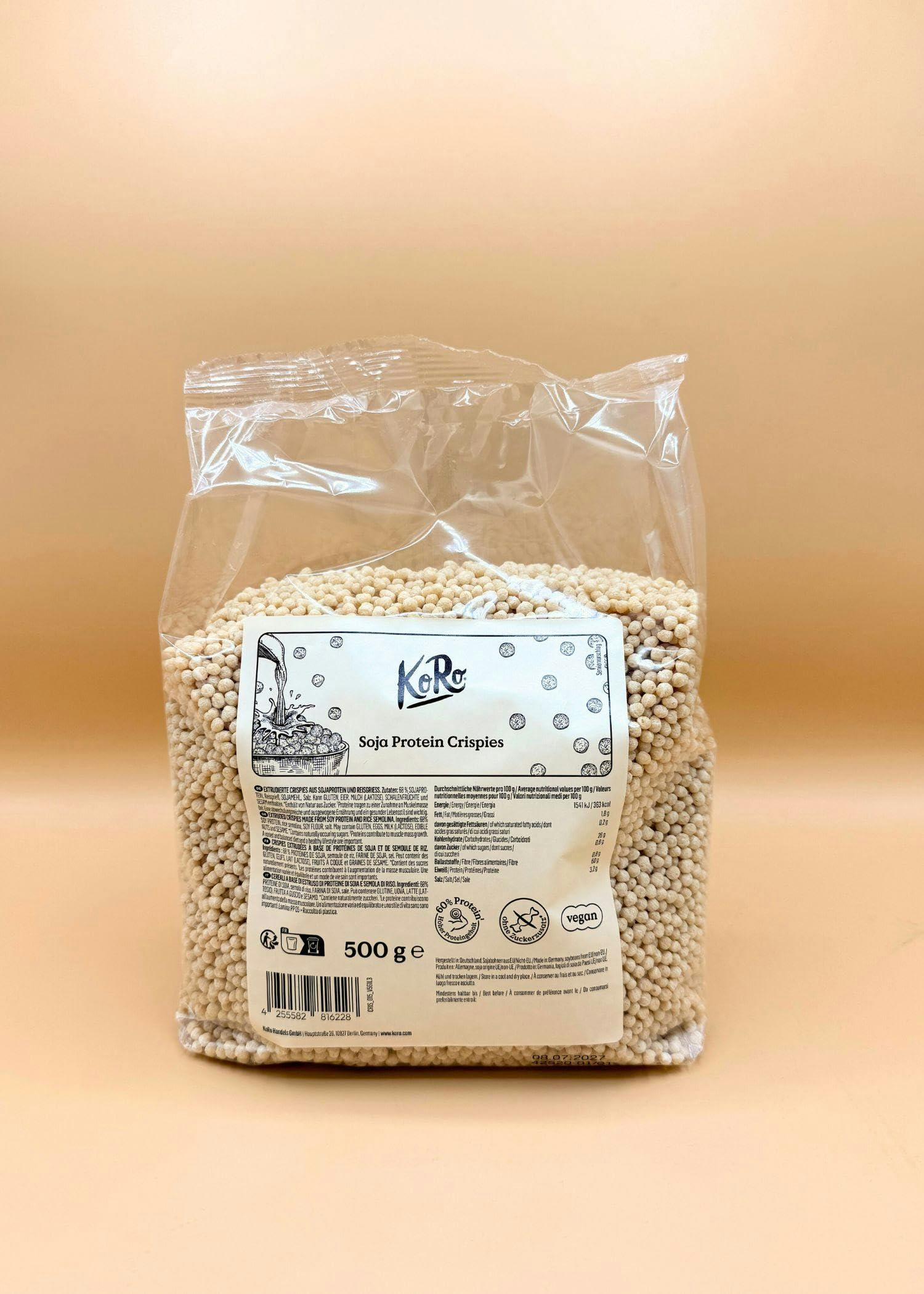 KoRo - Soja Protein Crispies mit 60 % Protein 5 x 500 g