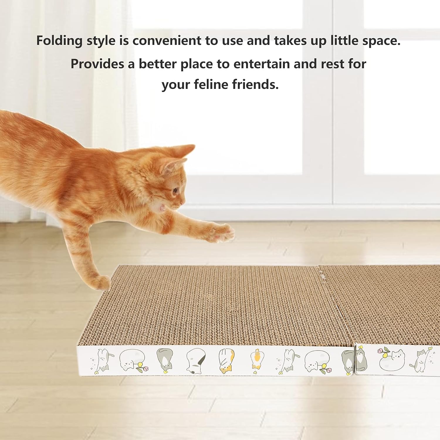 Momozawa Rectangle Cat Scratching Pad Double-Sided Cat Scratch Premium Scratch Textures Design Durable Scratching Pad Reversible Included Catnip : Pet Supplies