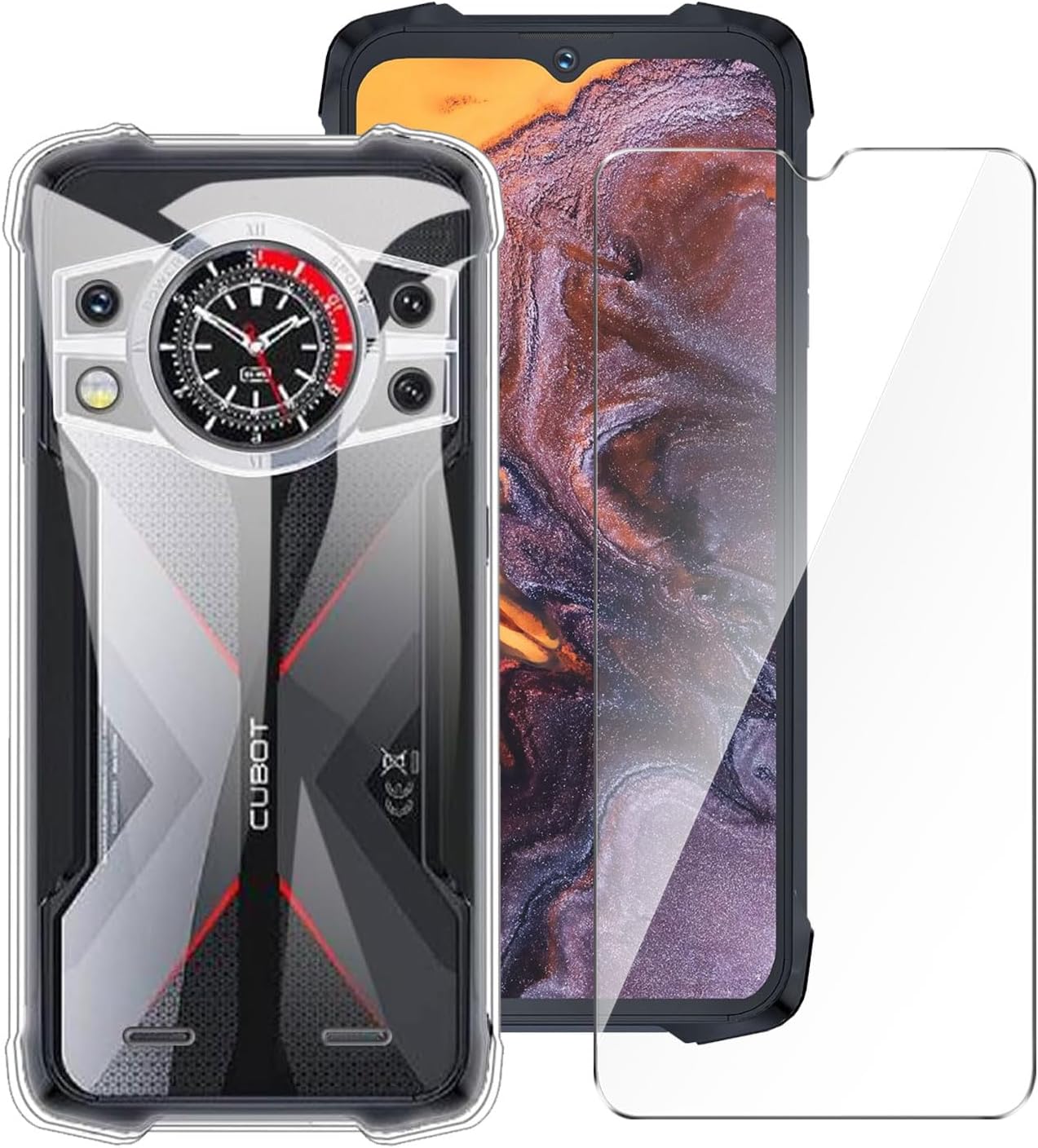 YQINHHME Cover per Cubot KingKong ES (6.56 ) Pellicola in Vetro Temperato, Ultra Sottile Trasparente Antiurto Morbido Silicone TPU Bumper Case Custodia per Cubot KingKong ES - Fiore viola