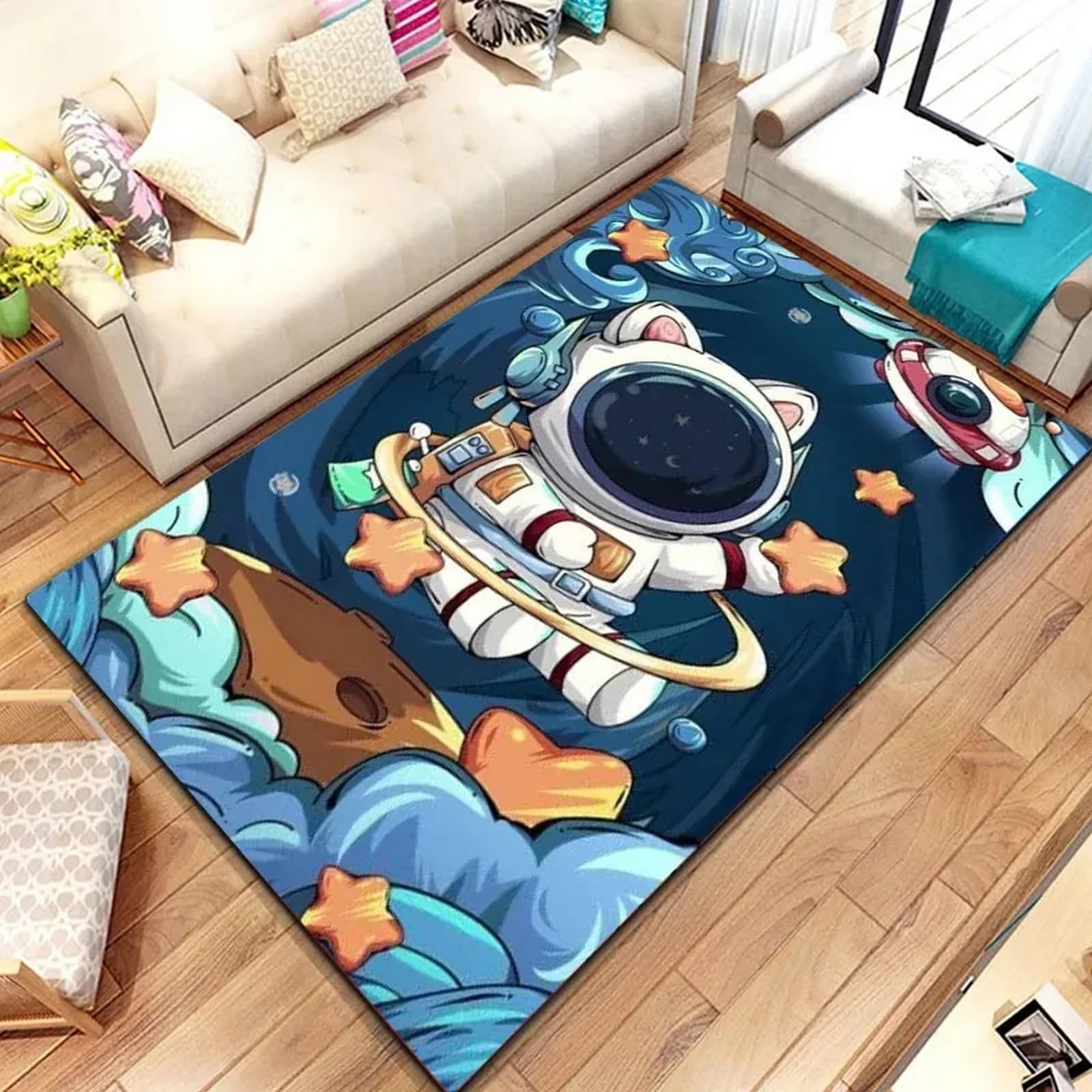 Tapis de sol astronaute idéal pour décorer la chambre enfant ou un balcon moderne