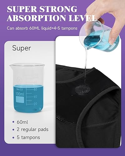 Miniatura 2 de TANSTC Ropa interior de época para mujer, de flujo pesado, de alta absorción, posparto, a prueba de fugas, de algodón, hipster, paquete de 3