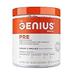 Genius Pre Caffeine-Free Pre Workout Boosted Energy, Focus, Performance Nootropic Formula AlphaSize, Citrulline Malate, CarnoSyn Beta Alanine Endurance, Stamina, Recovery, 20 Servings - Grape Limeade